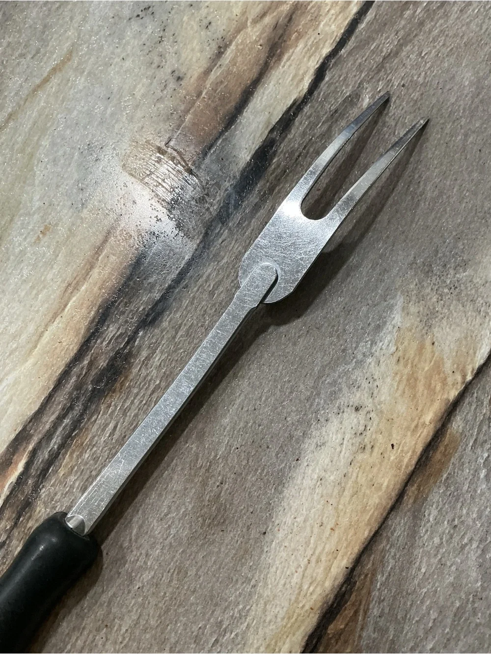 Vintage EKCO 11.5” 2-Prong Meat Carving Fork Faux Wood Handle MCM Kitchen
